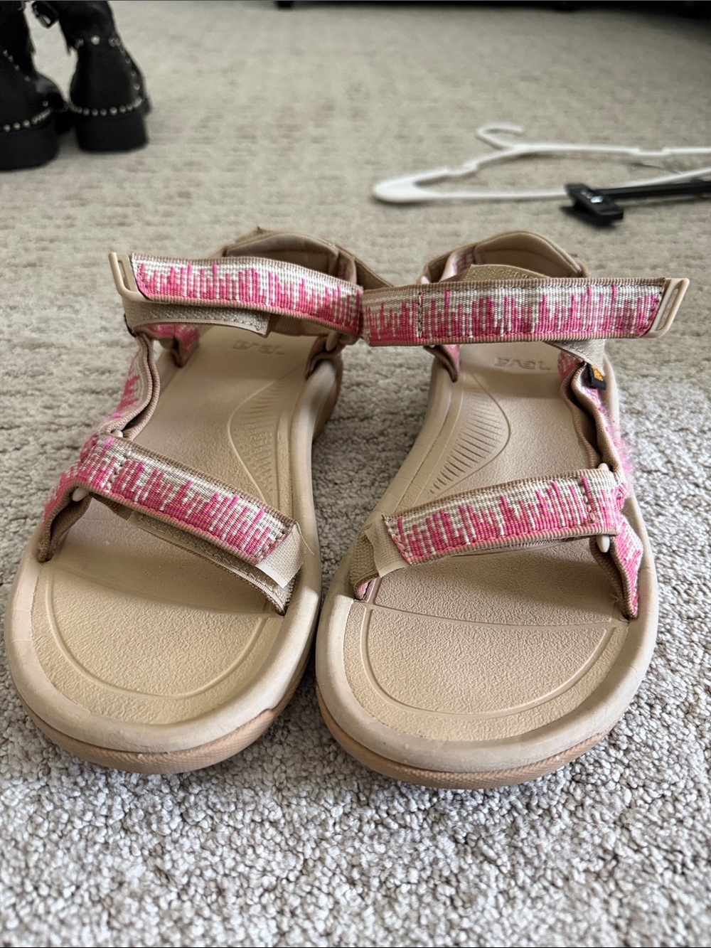 Teva Beige Sandals with Pink Patterned Straps